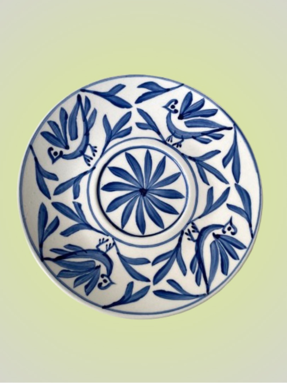 Vintage blue & white Evandale stoneware plate w/ birds boho wilderkind